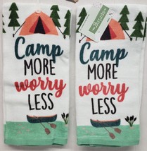 Set of 2 Same Printed Kitchen Terry Towels (15&quot;x25&quot;) CAMP MORE, WORRY LE... - £10.13 GBP