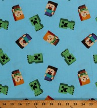Cotton Minecraft Video Game Alex Steve Creepers Fabric Print by the Yard D301.44 - £7.92 GBP
