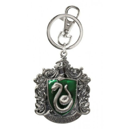 Harry Potter House of Slytherin Crest Logo Colored Pewter Key Ring Key Chain NEW - $8.79