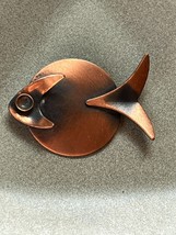 Vintage Solid Copper MODERNIST FISH Pin Brooch – 2 and 1/8th’s x 1 and 3/8th’s - £14.77 GBP