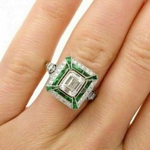 Emerald Cut 2.80Ct Diamond 14k White Gold Over Art Deco Engagement Ring Size 9.5 - £109.99 GBP