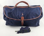 Ralph Lauren Polo Bag Duffel Navy Blue Weekend Bag Navy Blue &amp; Brown Gym... - £27.02 GBP