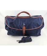 Ralph Lauren Polo Bag Duffel Navy Blue Weekend Bag Navy Blue &amp; Brown Gym... - £26.47 GBP