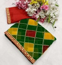 Pure silk saree with Temple border geometric pattern - $31.39