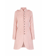 Women's Black and Pink Wool Coat Steampunk Military Style Long Coat w/ Lace-Up B - $195.00 - $215.00