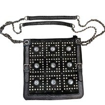 Unbranded Black Faux Leather Rhinestone Bling Dual Chain Handle Shoulder... - $32.73