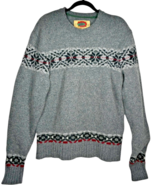 Boston Traders Luxury Vintage Wool Sweater Grey w/Snowflake Stripes size LG - $24.89