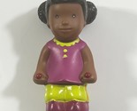 Battat Girl Play Figure African American Plastic Pink clothes Pigtails - $4.94
