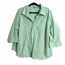 IZOD  Womens Size XL Green Shirt 3/4 Sleeve Button Up Classic Career - £11.75 GBP