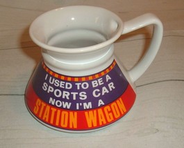 Vtg Travel Mug Wide Bottom No Spill Papel I used to be a sports car humo... - £15.77 GBP