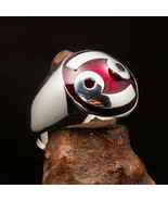 Perfectly crafted Men&#39;s Zodiac Ring Red Cancer 69 Symbol - Sterling Silver - $94.00