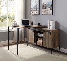 ACME Zakwani Writing Desk, Rustic Oak &amp; Black Finish - £272.36 GBP