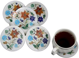 Handicraft Design Marble Coaster Set of 6 Pieces Coastera Inlay Floral A... - $4,985.95 MXN