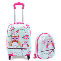 2Pcs Kids Luggage Set Suitcase Backpack School Travel Trolley Abs 12"+16" - £80.48 GBP