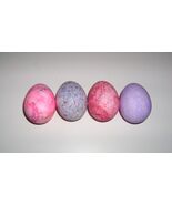 Set of 4 Marble Stone Easter Eggs 2 Pink 2 Purple Unpolished - $19.79