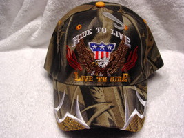 EAGLE FLAG BIKER RIDE TO LIVE, LIVE TO RIDE BASEBALL CAP ( CAMOUFLAGE ) - £8.92 GBP