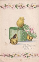 Joyous Easter Baby Chicks Instide Hat Box 1919 Wichita Kansas Postcard D49 - £2.33 GBP