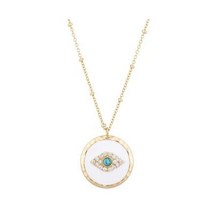 Unwritten Gold Flash-Plated Cubic Zirconia Enamel Evil Eye Coin Pendant Necklace - £23.50 GBP