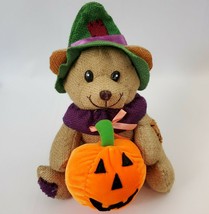 Toy Parade VNTG Burlap Teddy Bear Stuffed Animal Pumpkin Halloween Witch Fall - £11.12 GBP