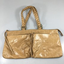 Hobo International Beige Crackly Leather Shoulder Bag Braided Handles Ta... - $47.53