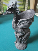 Candle Holder Dragon Serpent Tea LIGHT/VASE/PLANTER 8&quot; Resine [*Dragon] - £59.34 GBP