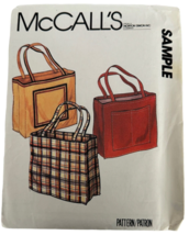 McCalls Sewing Pattern Tote Bag with Patch Pockets Shopping School Travel Sample - £4.01 GBP