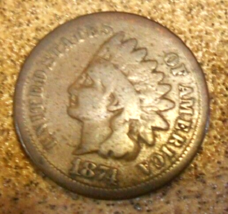 1874 Indian Head Penny #209, Rare Vintage Old Coin for Collection or Gift - £28.38 GBP