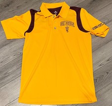 Arizona State Sun Devils Embroidered Polo Size M Gold Maroon Short Sleeve - £11.32 GBP