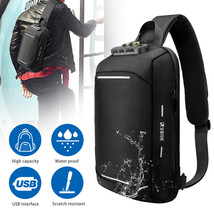 Men&#39;S Sling Backpack Anti-Theft Shoulder Crossbody Chest Bag Usb Chargin... - £45.80 GBP