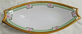 Hutschenreuther Selb Bavaria Celery Serving Dish HP Pink Roses Lime Gree... - $21.84