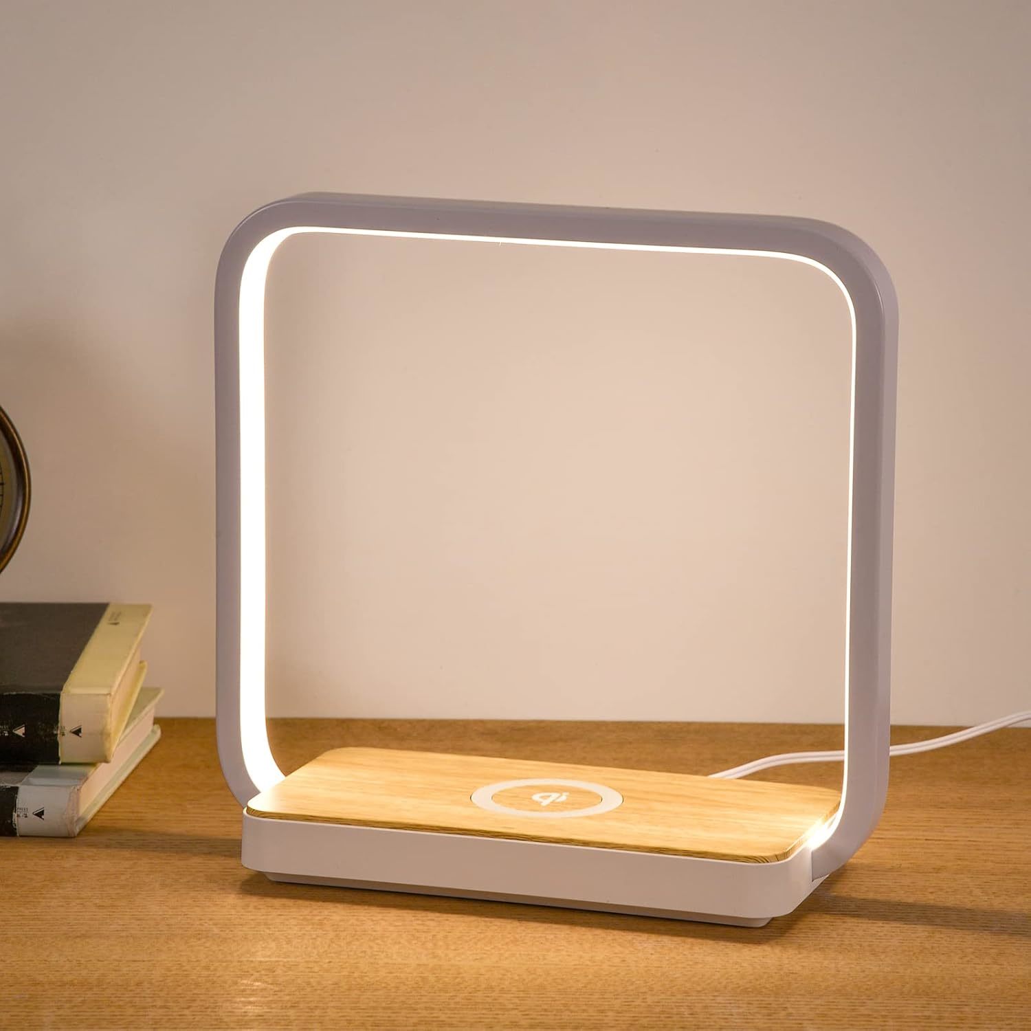 Bedside Lamp Qi Charger Led Desk Lamp With Touch Control 3 Light Hues,Table Lamp