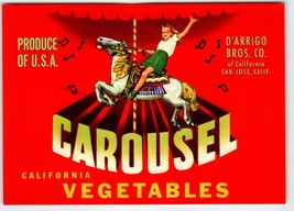 Carousel Girl On Amusement Park Ride California Vegetable Label Original... - $12.83