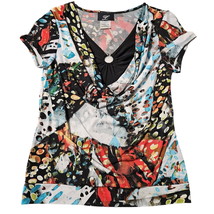 Libra Womens Blouse Multi-Color Size PS Polyester Blend Short Sleeve Str... - $14.25