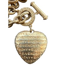 Authentic 1980s Vintage Givenchy Puffy Heart Necklace Gold Plated Toggle... - $295.02