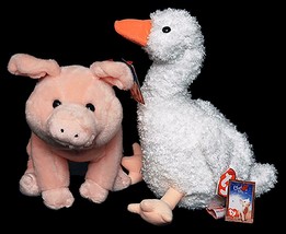 Gussy Goose Wilbur Pig Charlotte&#39;s Web Ty Beanie Baby &amp; Buddy Set MWMT 4 Pcs - £131.89 GBP