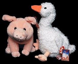 Gussy Goose Wilbur Pig Charlotte&#39;s Web Ty Beanie Baby &amp; Buddy Set MWMT 4 Pcs - £132.70 GBP