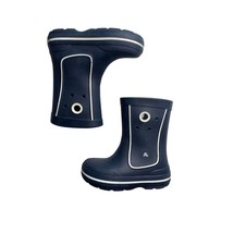 Crocs J3 Navy Blue White Shorty Jaunt Rain Boots Kids Waterproof Pull On - £19.77 GBP