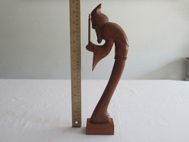 READ* 14&quot; Carved Wood Monk Priest Figure Holding Candle Mexico Juarez Oppenheim - £9.42 GBP