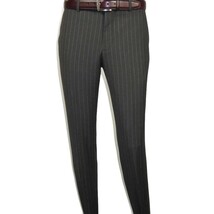 Men Suit BERLUSCONI Italian Wool 180's Pin Stripe One Button Peak UGS95-03 Gray image 9