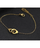 Stainless Steel Gold Plated Handcuffs Bracelet - £3.90 GBP
