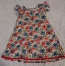 Roxy Girl Toddler Flower Dress Size 3 Blue Orange Cream Green  - £7.40 GBP