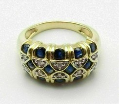 2Ct Round Cut Blue Sapphire Women&#39;s Engagement Wide Ring in 14K Yellow Gold Over - £93.81 GBP