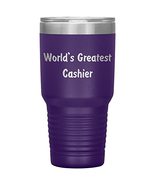 World&#39;s Greatest Cashier - 30oz Insulated Tumbler - Purple - £25.39 GBP