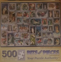 Bits And Pieces Puzzle Angel Stamps Quilt Jigsaw By Barbara Behr 500 Piece New - $37.39