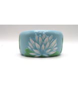 Vintage 1960s Flower Power LOTUS Thick Bangle Bracelet 2 5/8&quot; x 3.7cm BrB4 - $85.83
