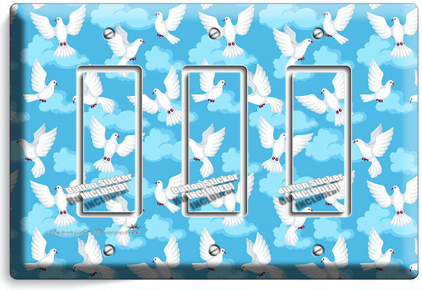 Primary image for WHITE PEACE DOVES IN BLUES SKY CLOUDS 3 GFCI LIGHT SWITCH WALL PLATES ROOM DECOR