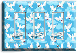 WHITE PEACE DOVES IN BLUES SKY CLOUDS 3 GFCI LIGHT SWITCH WALL PLATES RO... - £13.12 GBP