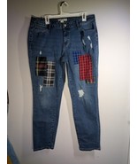 Est. 1946 Denim Sz 16 Boho Blue Med. Wash Embroidered Distress Patch Ank... - $32.49 CAD