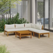  Garden Lounge Set Cream Solid acacia wood 6 Piece Set Modular - $1,160.89 CAD
