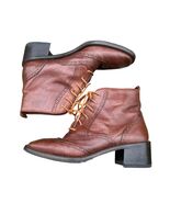 Vintage Joan Helpern Wingtip Oxford Heeled Ankle Boots Cognac Womens 8.5 M - $2,295.12 MXN